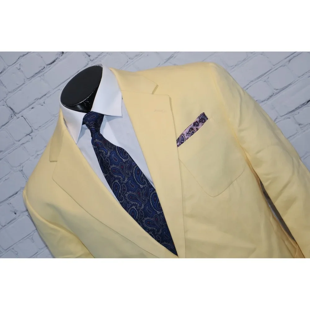 Banana Republic Summer Blazer Men 46L Slim Fit Linen Blend Two Button Sport Coat